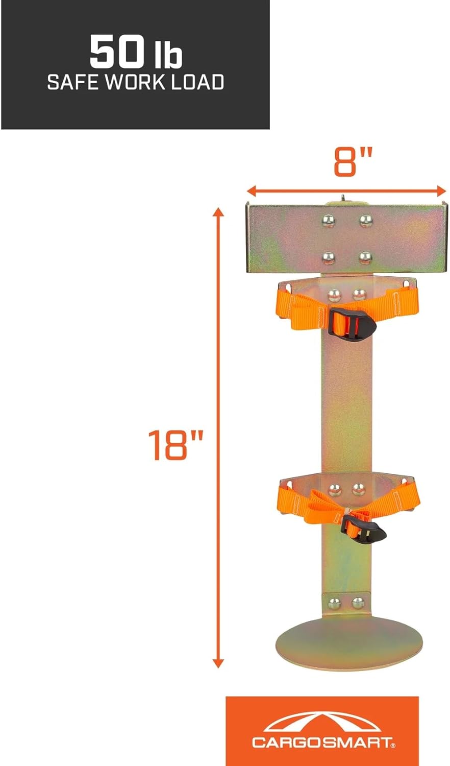 CargoSmart Fire Extinguisher Holder – Heavy-Duty Steel Mount Compatible with E-Track & X-Track Rails (Up to 50 lb, 8″ Diameter)