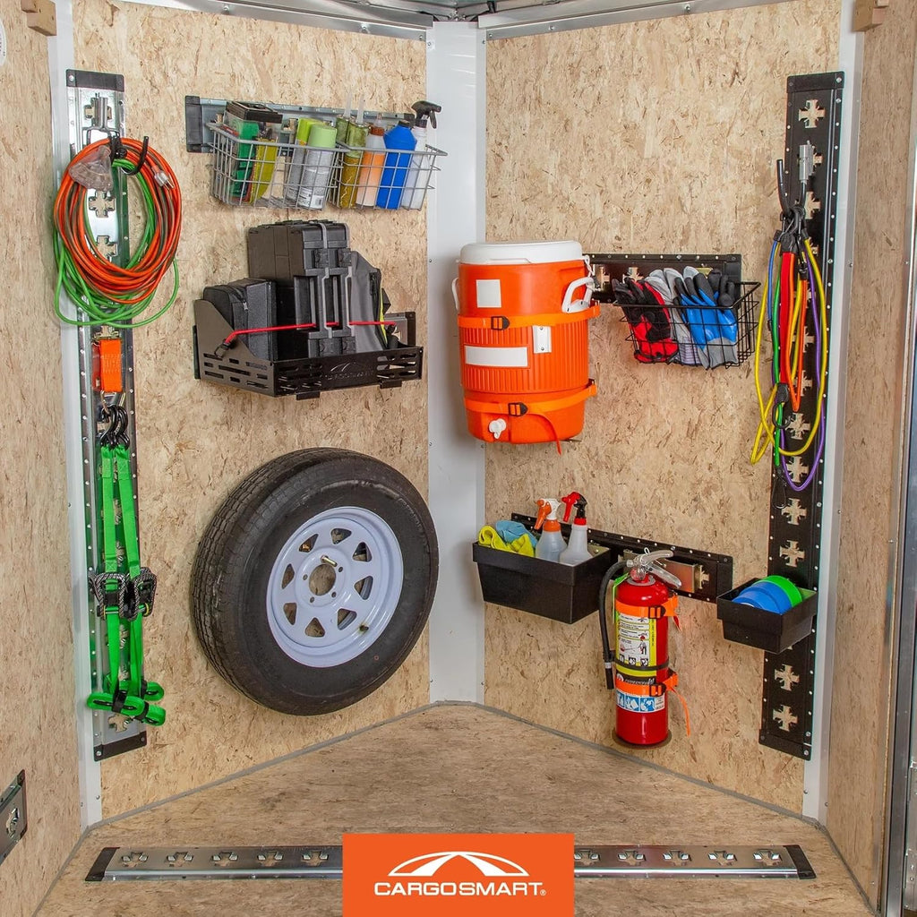 CargoSmart Fire Extinguisher Holder – Heavy-Duty Steel Mount Compatible with E-Track & X-Track Rails (Up to 50 lb, 8″ Diameter)