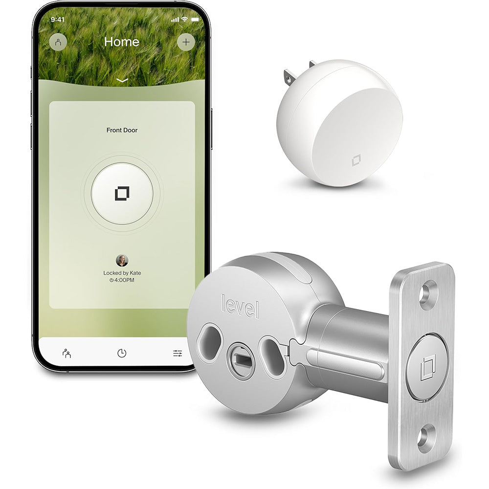 Level Bolt Connect C-D11U-S1 Level Bolt Connect WiFi and Bluetooth Retrofit Smart Deadbolt with App, and Voice Assistant Access Silver Finish
