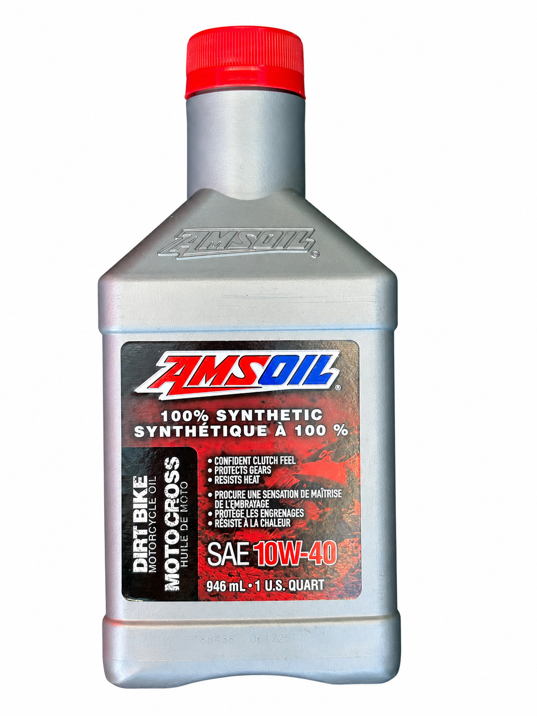 AMSOIL 10W-40 100% Synthetic Dirt Bike Oil, 946 mL bottle - front