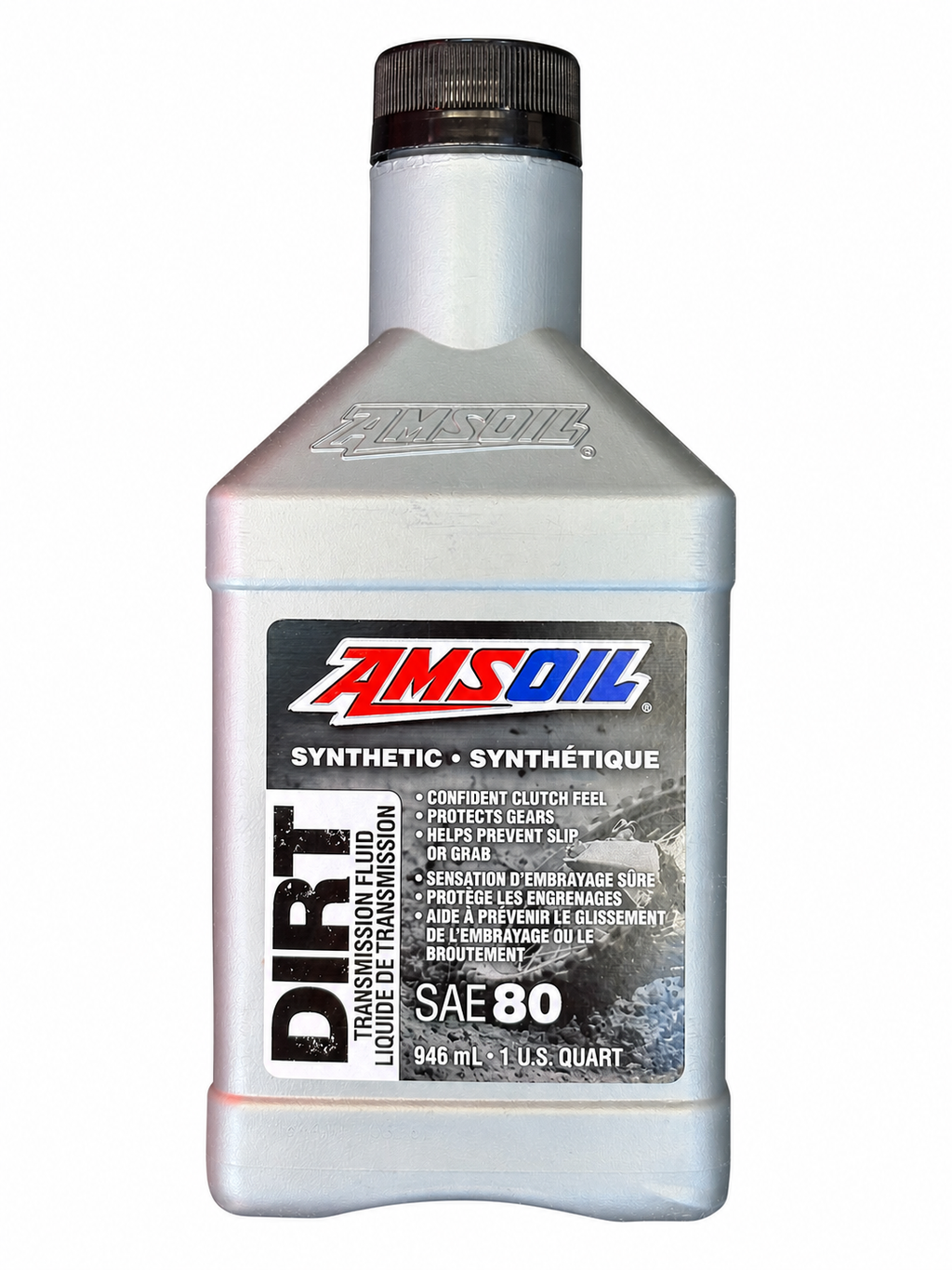 AMSOIL 100% Synthetic Dirt Bike Transmission Fluid SAE 80, 946 mL bottle - front