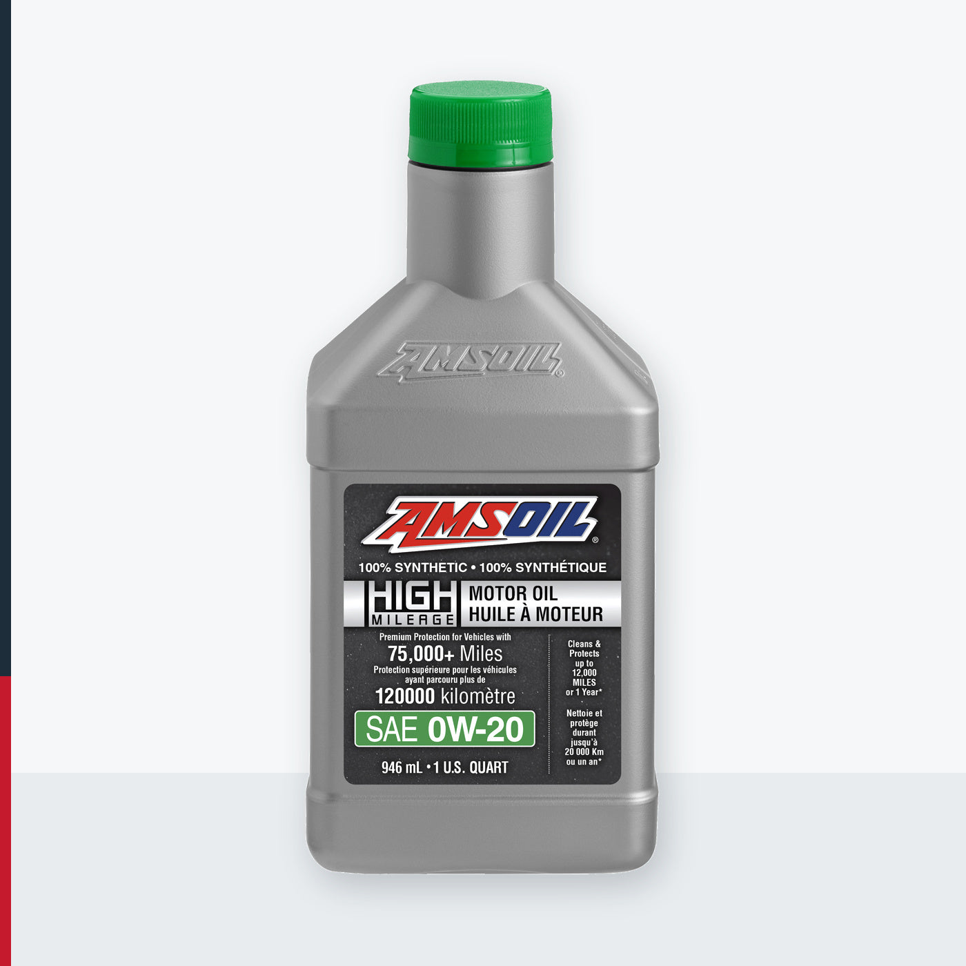 AMSOIL 0W-20 100% Synthetic High-Mileage Motor Oil - 946 ml Bottle (HM020QTC-EA)