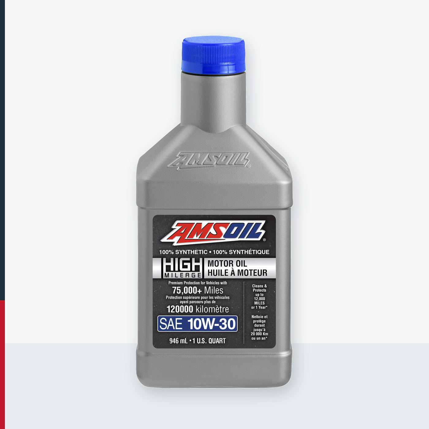 AMSOIL 10W-30 100% Synthetic High-Mileage Motor Oil - 946 ml Bottle (HM1030QTC-EA)