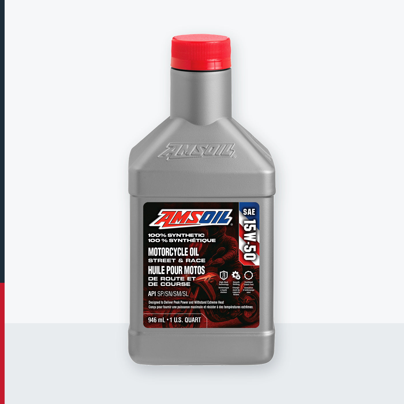 AMSOIL 15W-50 100% Synthetic Motorcycle Oil - 946 ml Bottle (MFFQTC-EA)