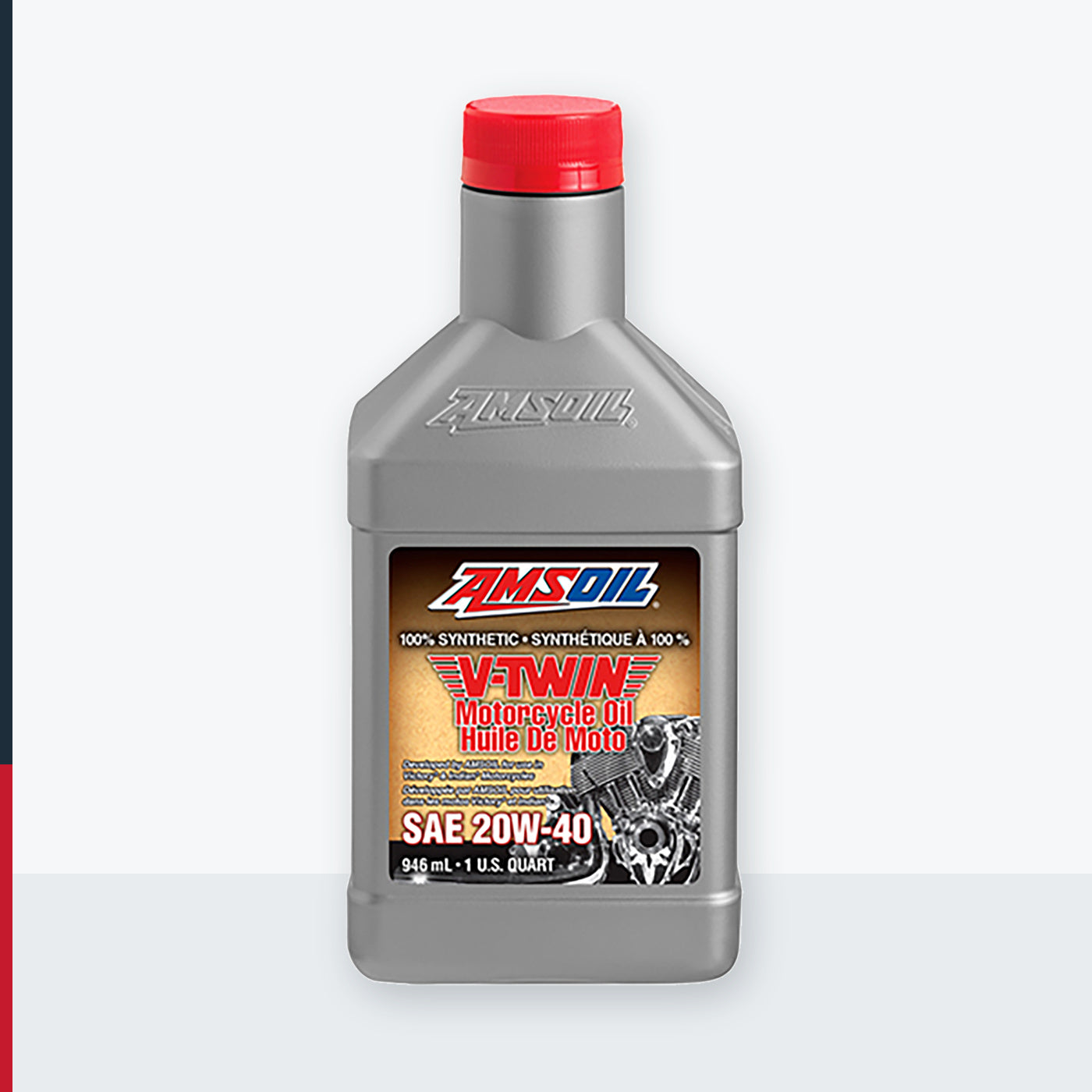 AMSOIL 20W-40 100% Synthetic V-Twin Motorcycle Oil - 946 ml Bottle (MVIQTC-EA)