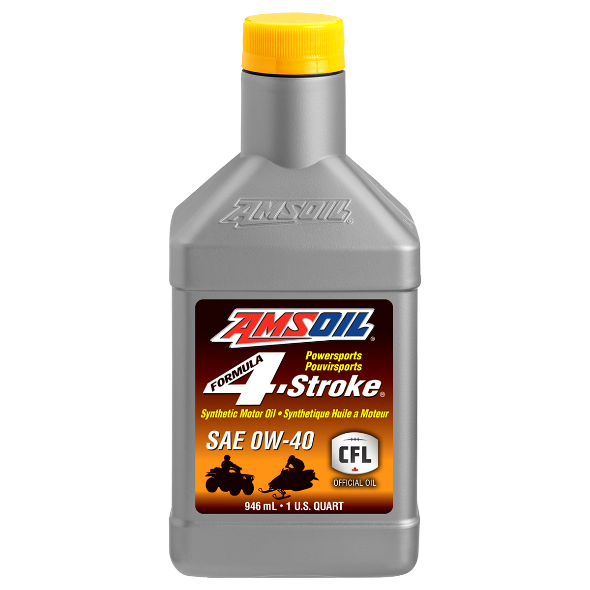 AMSOIL Formula 4-Stroke Powersports 0W-40 Synthetic Motor Oil - 946 ml Bottle (AFFQTC-EA)