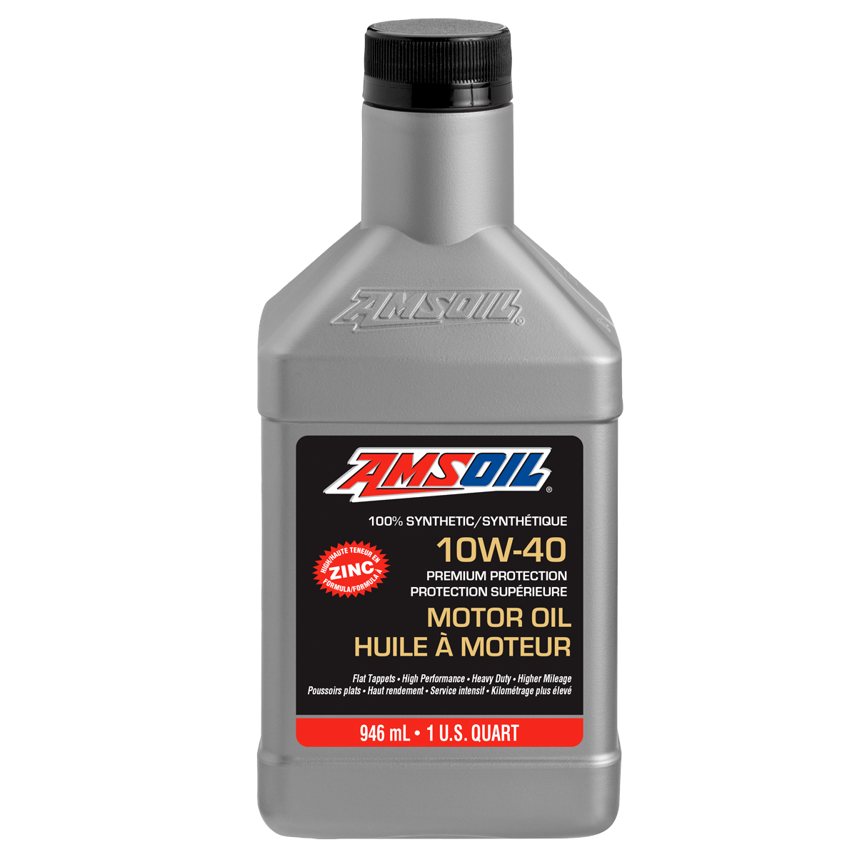 AMSOIL Premium Protection 10W-40 100% Synthetic Motor Oil - 946 ml Bottle (AMOQTC-EA)