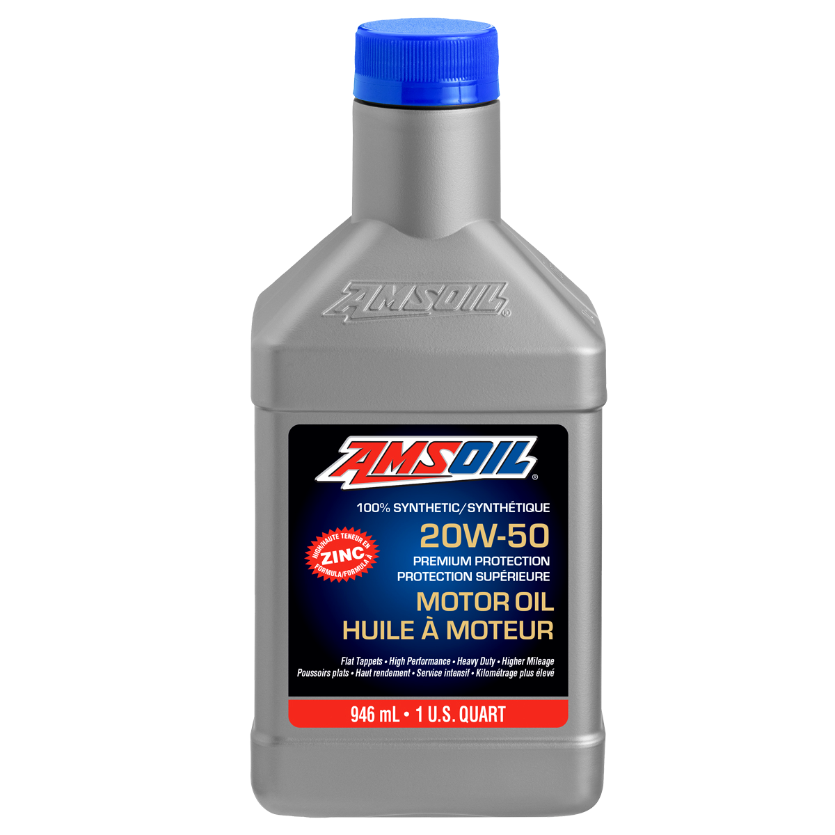 AMSOIL Premium Protection 20W-50 100% Synthetic Motor Oil - 946 ml Bottle (AROQTC-EA)