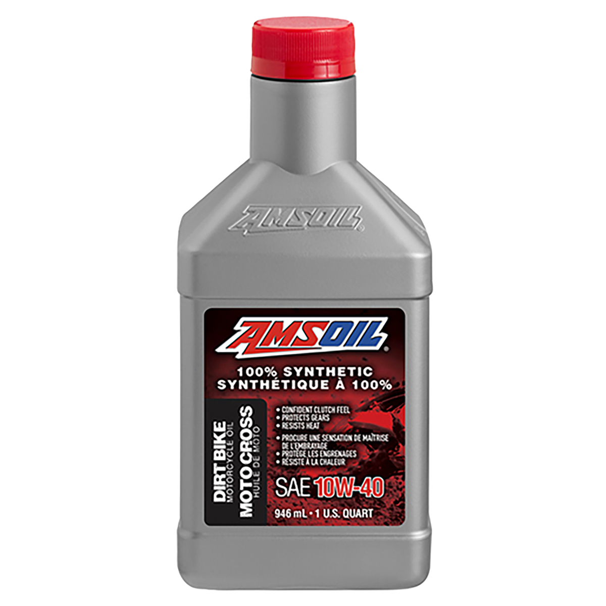 AMSOIL 10W-40 100% Synthetic Dirt Bike Oil - 946 ml Bottle (DB40QTC-EA)