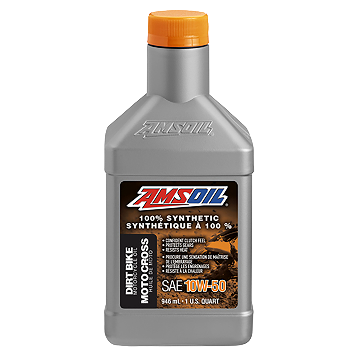 AMSOIL 10W-50 100% Synthetic Dirt Bike Oil - 946 ml Bottle (DB50QTC-EA)