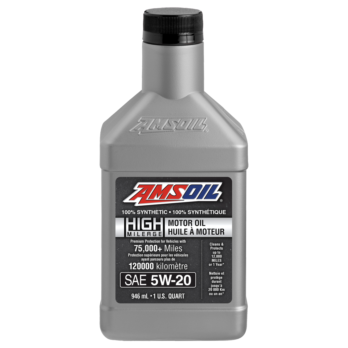 AMSOIL 5W-20 100% Synthetic High-Mileage Motor Oil - 946 ml Bottle (HM520QTC-EA)