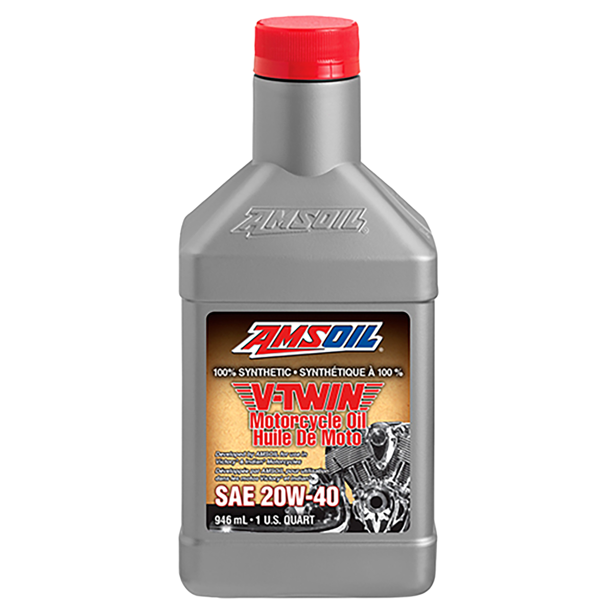 AMSOIL 20W-40 100% Synthetic V-Twin Motorcycle Oil - 946 ml Bottle (MVIQTC-EA)