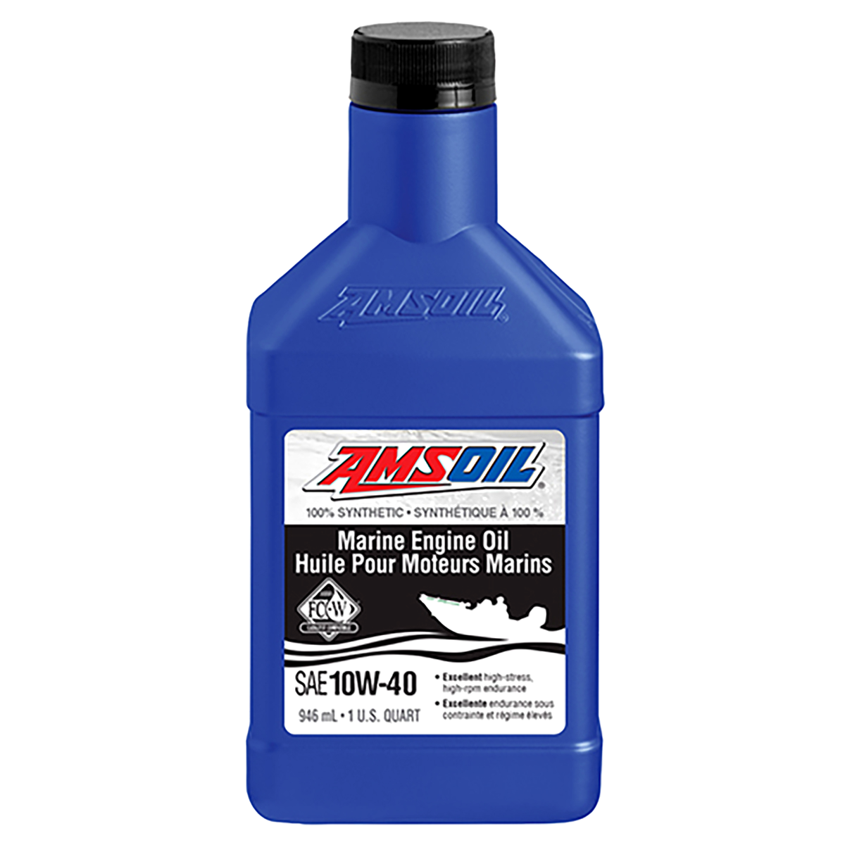 AMSOIL 10W-40 100% Synthetic Marine Engine Oil - 946 ml Bottle (WCFQTC-EA)