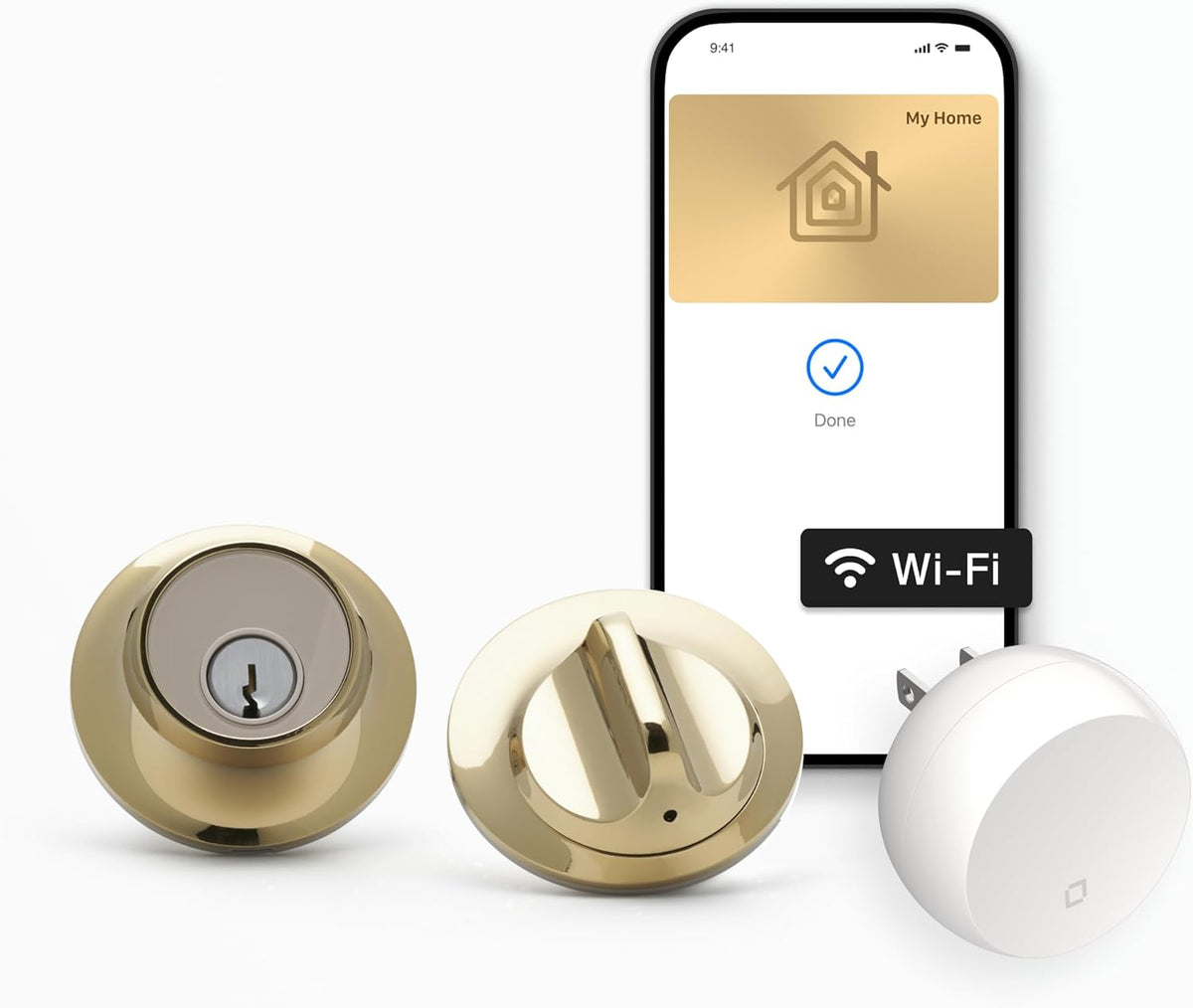 Level Lock+ Connect in Polished Brass
