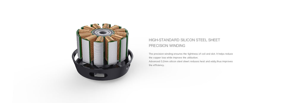T-MOTOR U5 silicon-steel stator and precision winding
