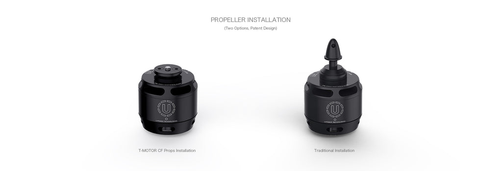 T-MOTOR U5 propeller installation methods; propeller sold separately