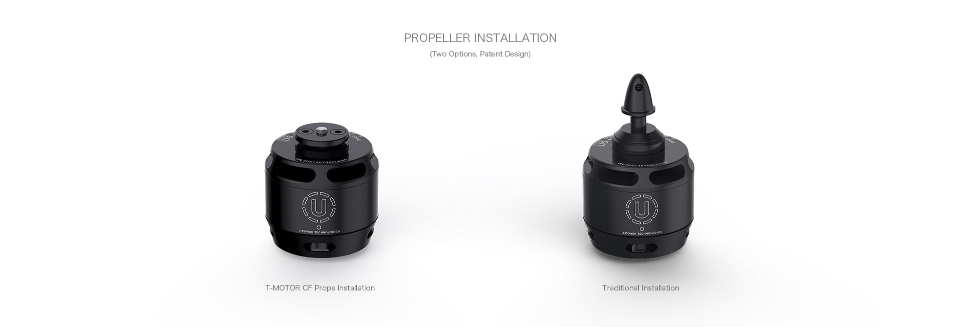T-MOTOR U5 propeller installation methods; propeller sold separately